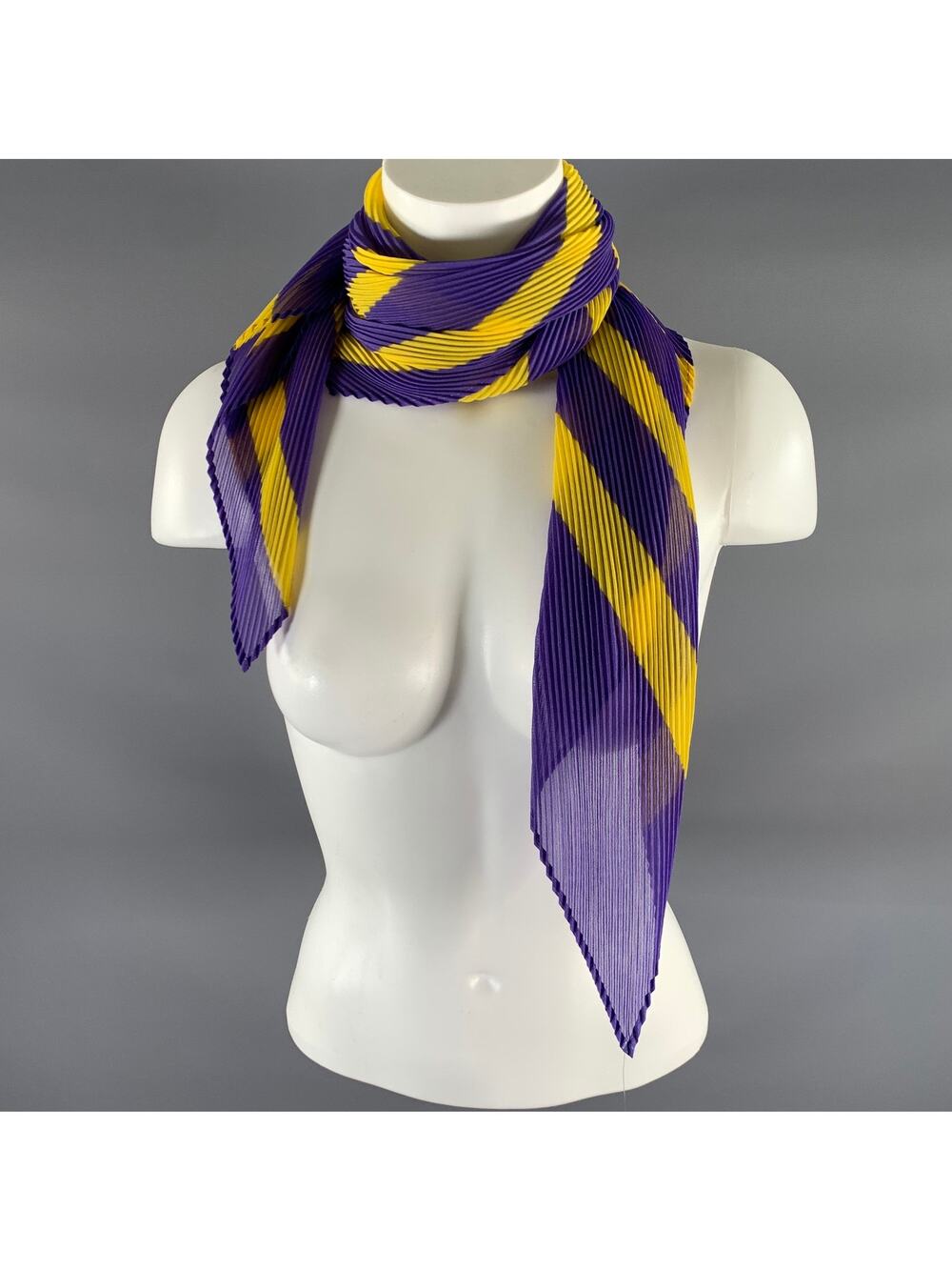 ISSEY MIYAKE Purple Yellow Stripe Polyester Scarves & Shawls